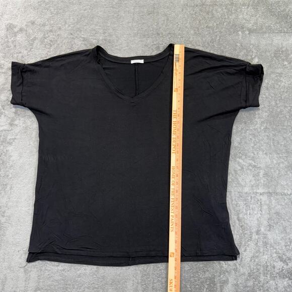 Chic Soul Bare Necessities Womens Black V Neck Rolled Sleeve Loose Baggy Top 1XL - Picture 4 of 10